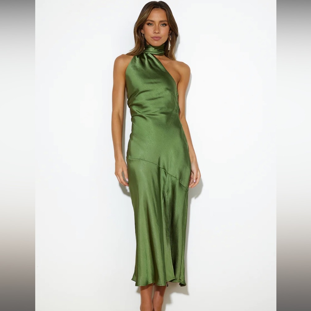 Hello Molly Athenian Maxi Dress in Olive- size AU XL (US 10)